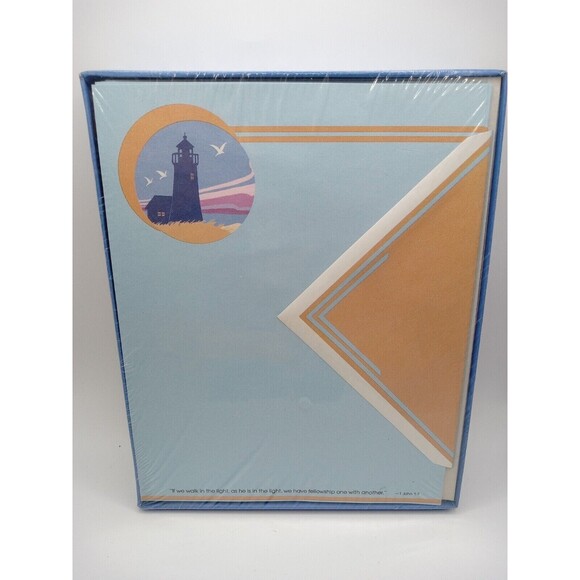 2) 25 Vintage Letter Sheets & 15 Envelopes "Bible Text" "Lighthouse" Stationary - Picture 2 of 11
